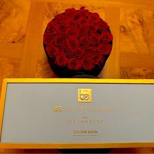 BE Professional Steam Iron with Red Roses
